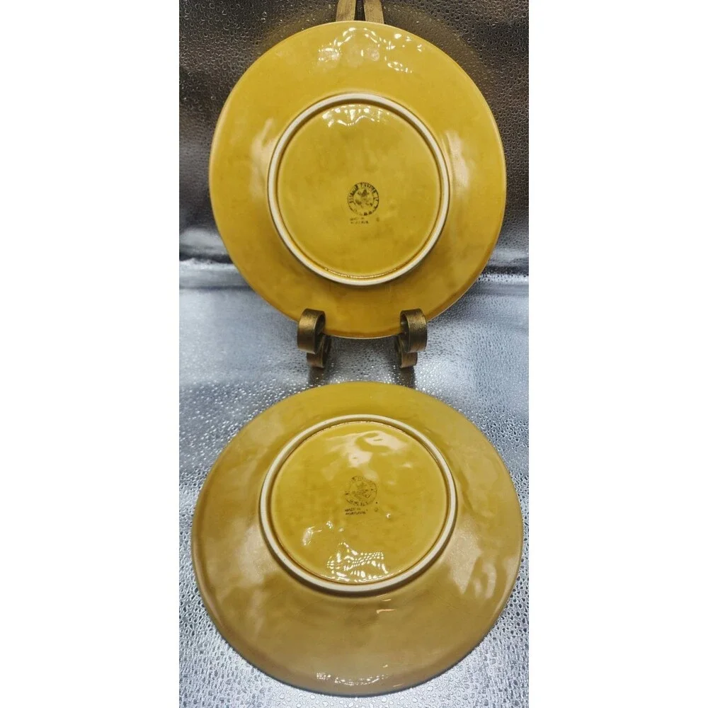 Bordallo Pinheiro Squash Leaf Dinner Plates Autum Orchard Mustard/Yellow(2)READ!